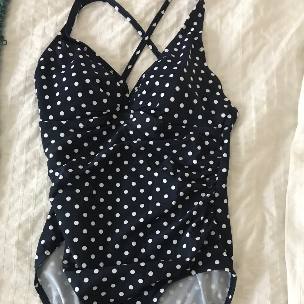 Polka dot one piece swim suit